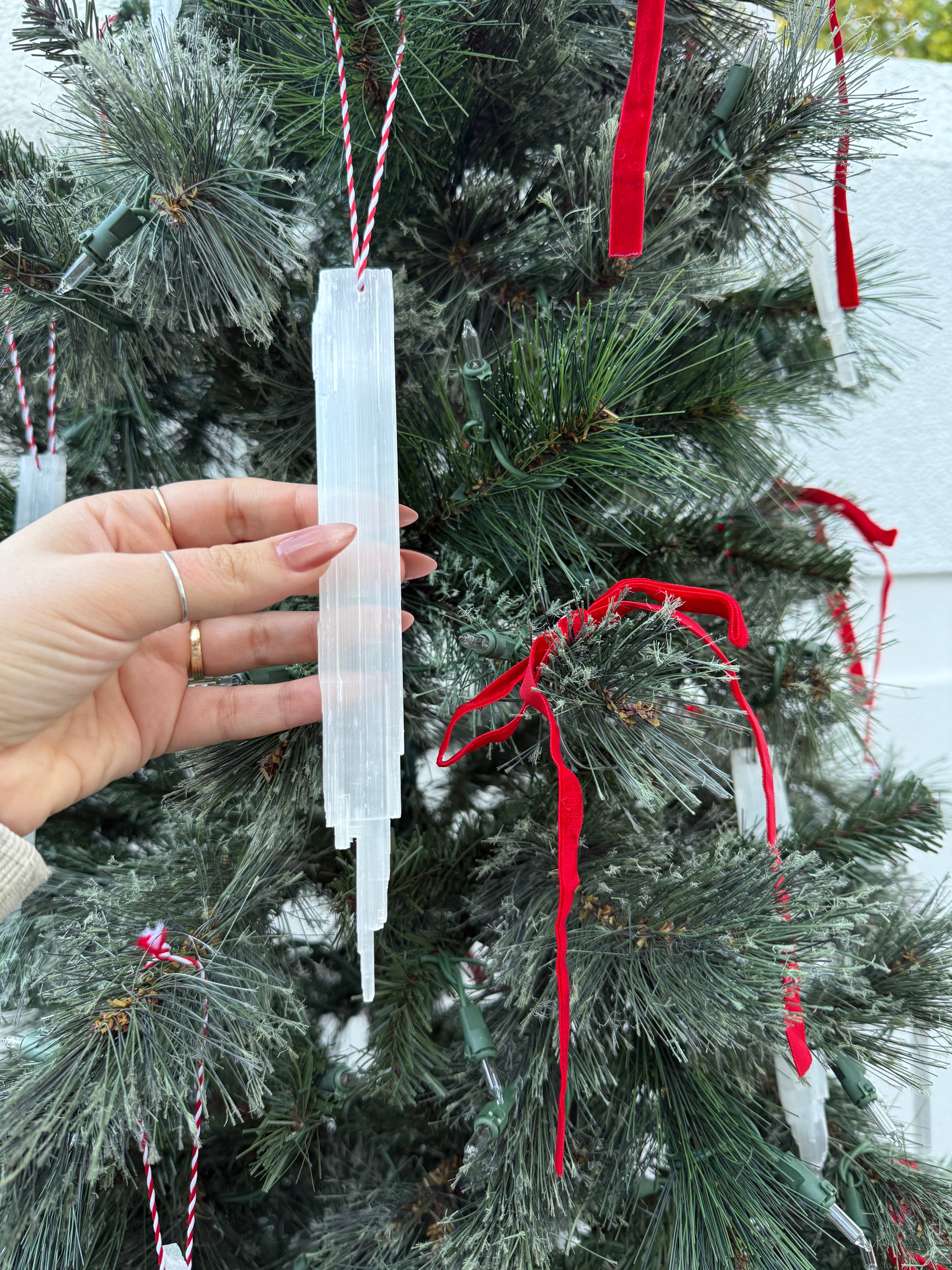 Selenite Icicle Ornament