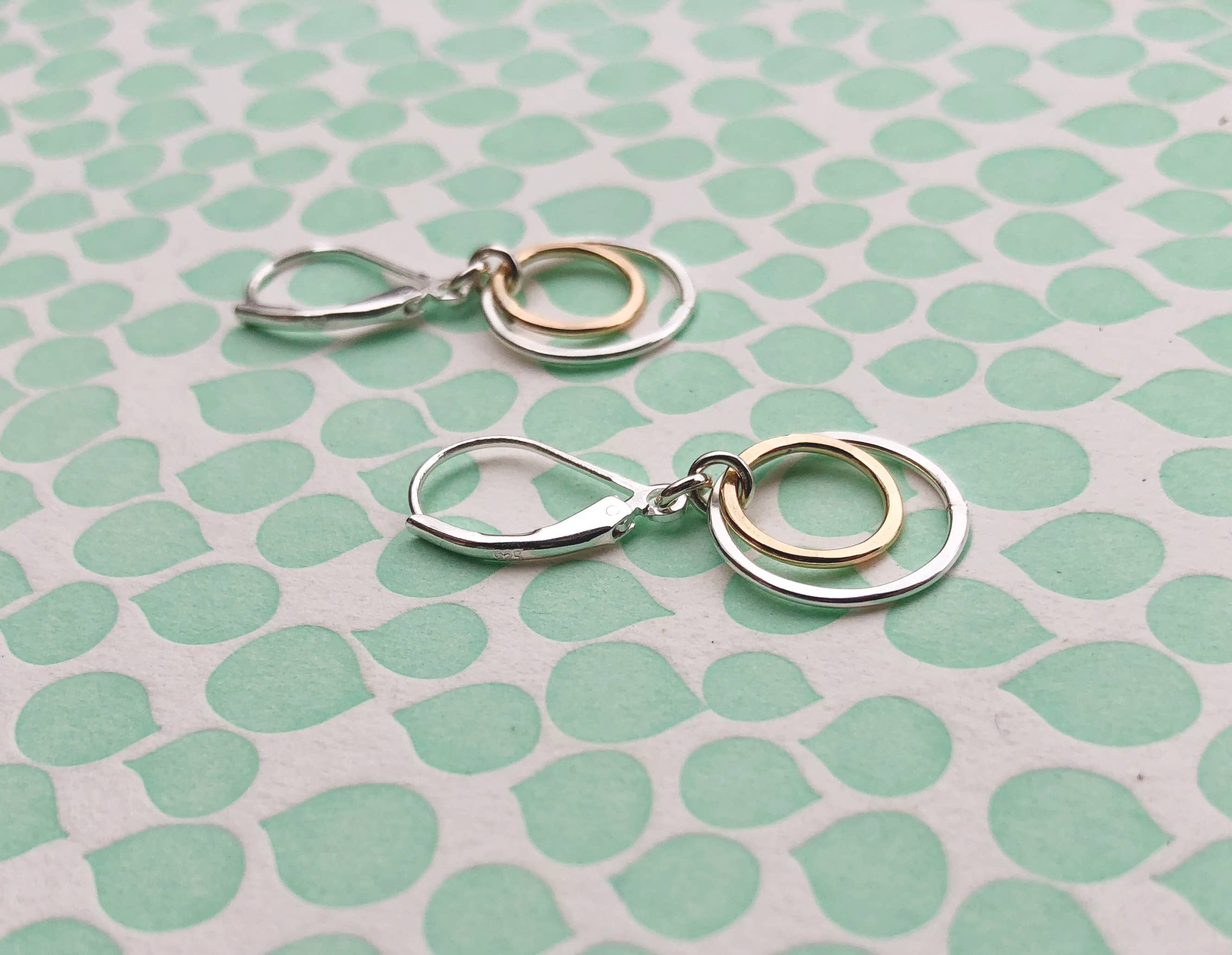 Glow Earrings - silver and gold circles - Jewelry