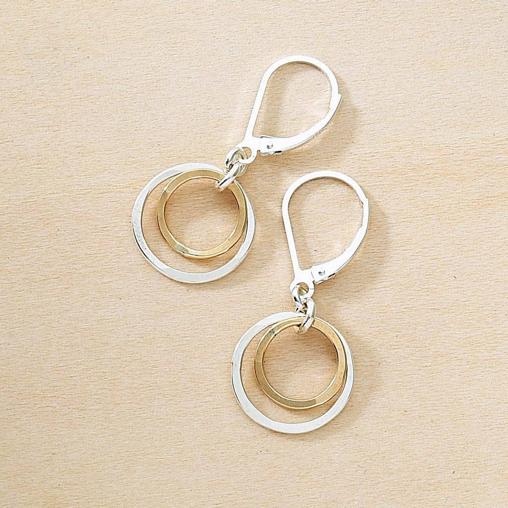 Glow Earrings - silver and gold circles - Jewelry