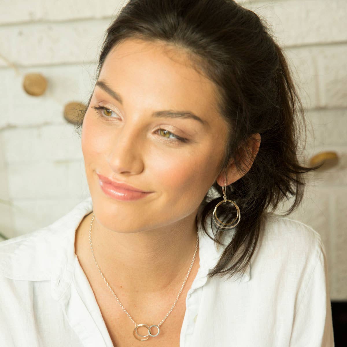Mixed Caldera Necklace Mixed Metal Three Circles - Jewelry
