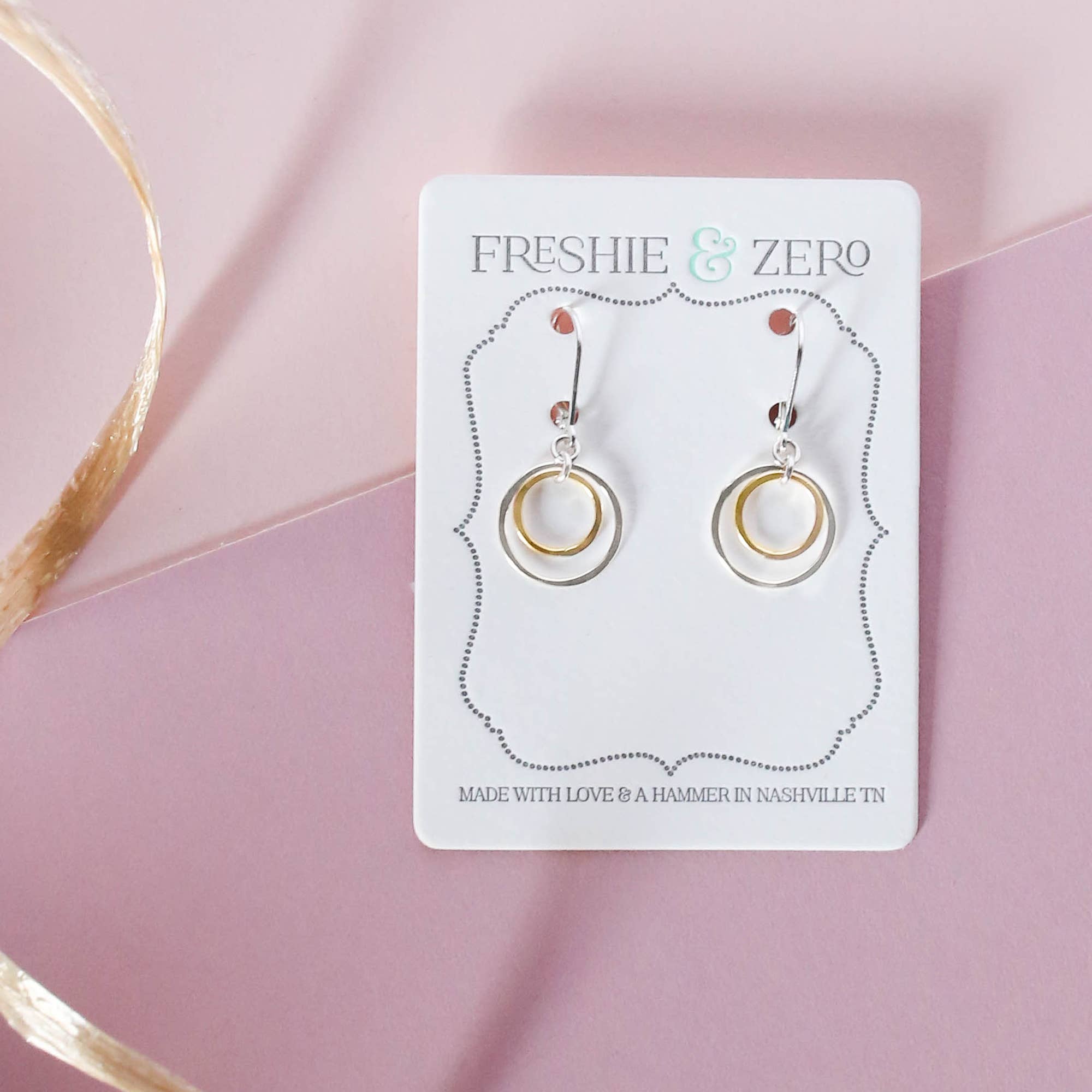 Glow Earrings - silver and gold circles - Jewelry