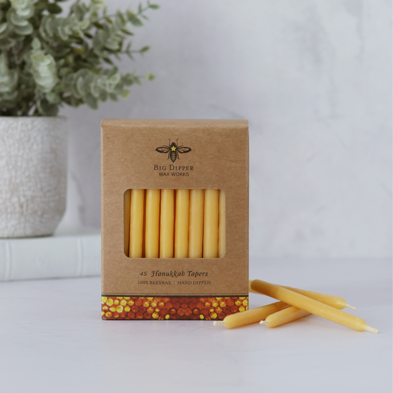 100% Pure Beeswax Hanukkah 5” Hand-Dipped Candles