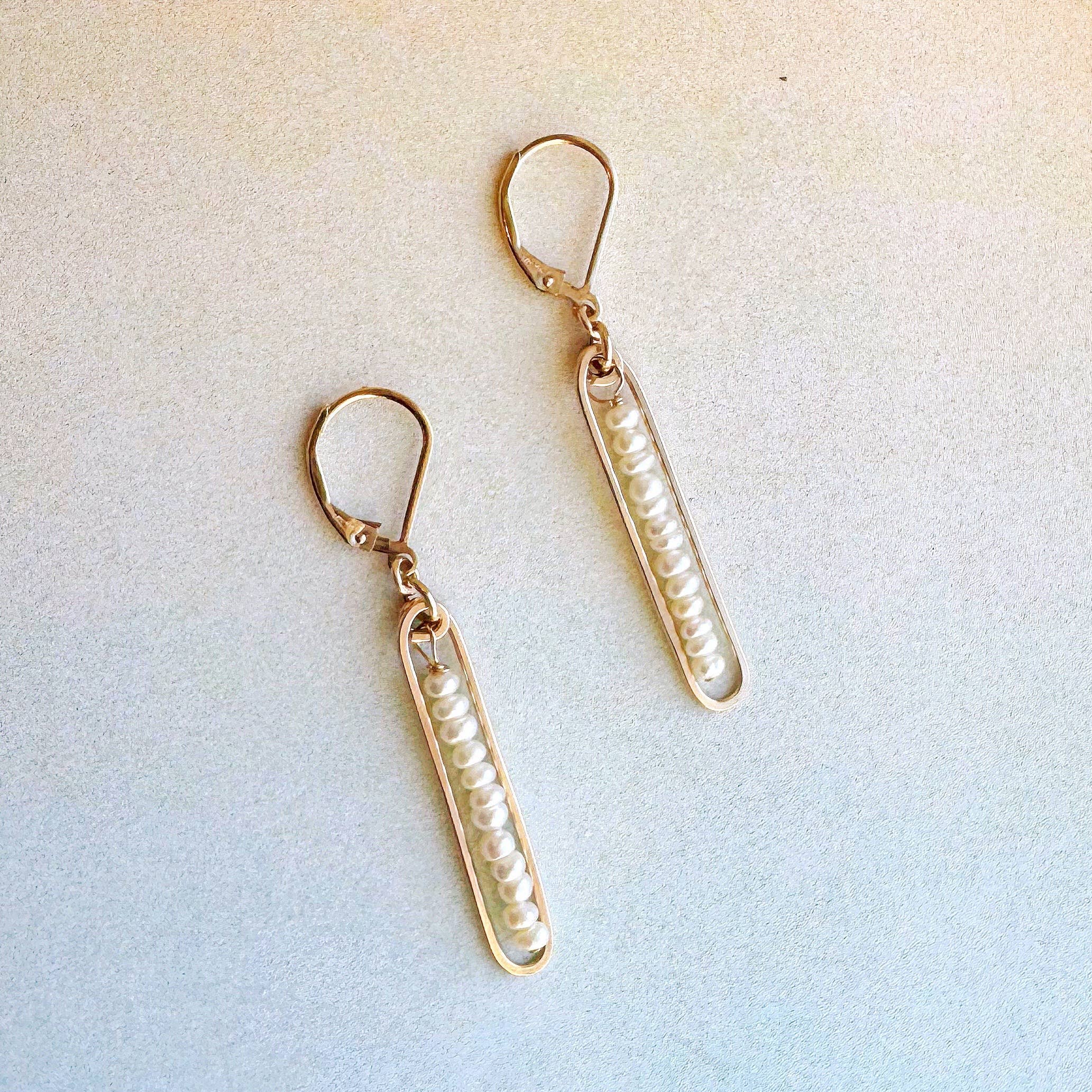 Lyric | Gold Filled Handmade Drop Earrings | White Pearls - Jewelry