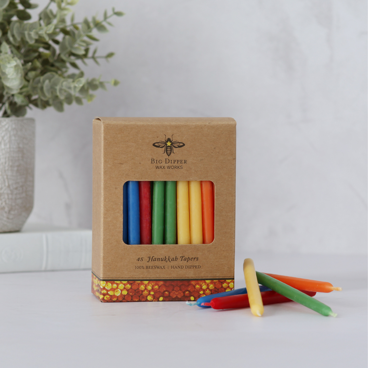 100% Pure Beeswax Hanukkah 5” Hand-Dipped Candles