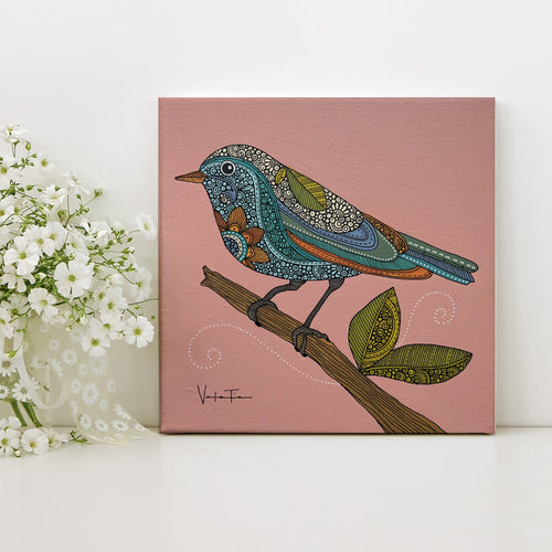 Eva- Original painting 8x8 - Pen and ink art - bird art