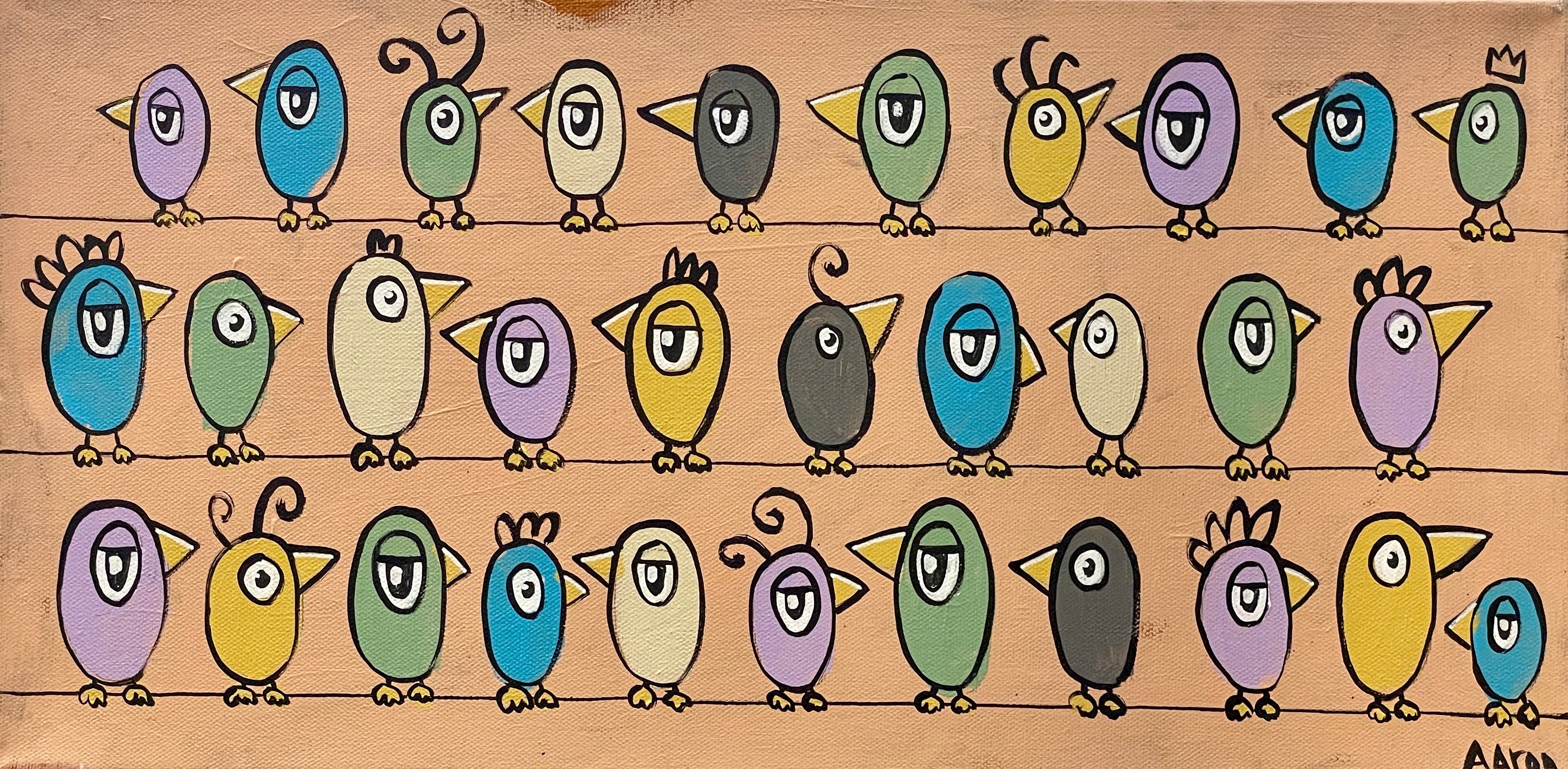 31 Birds, All Getting Along (on pink)