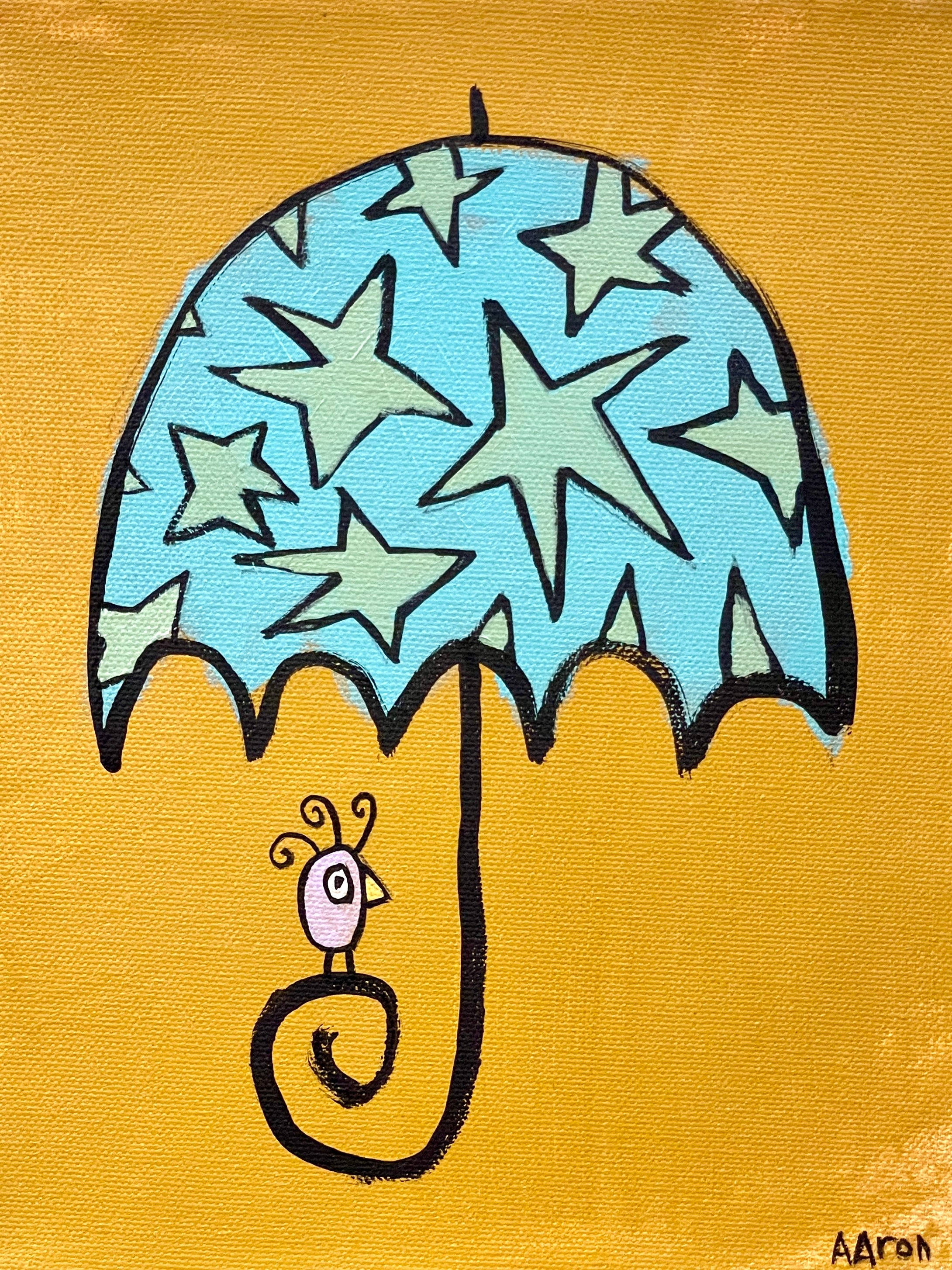 Starry Blue Umbrella (on Gold)