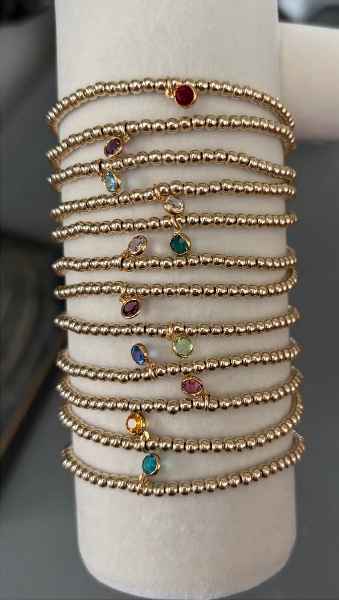 3mm gold filled birthstone charm bracelet - Jewelry