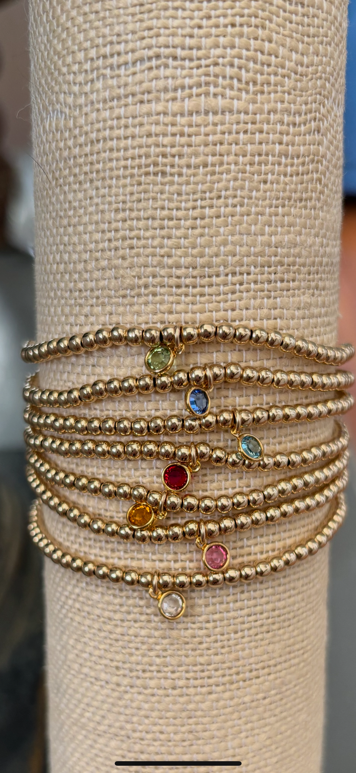 3mm gold filled birthstone charm bracelet - Jewelry