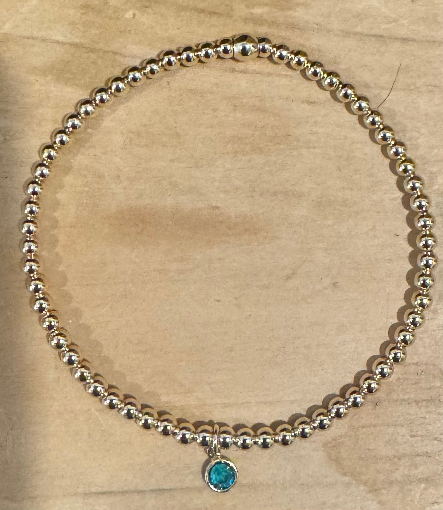 3mm gold filled birthstone charm bracelet