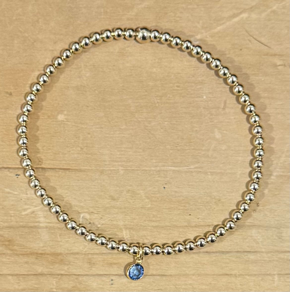 3mm gold filled birthstone charm bracelet