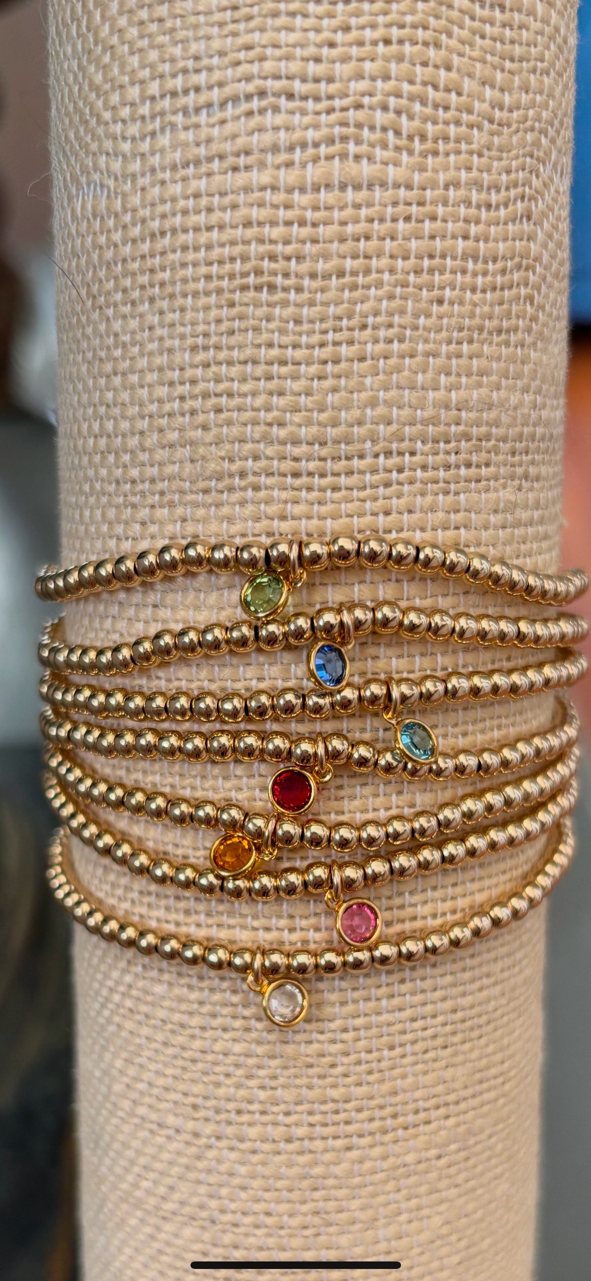 3mm gold filled birthstone charm bracelet