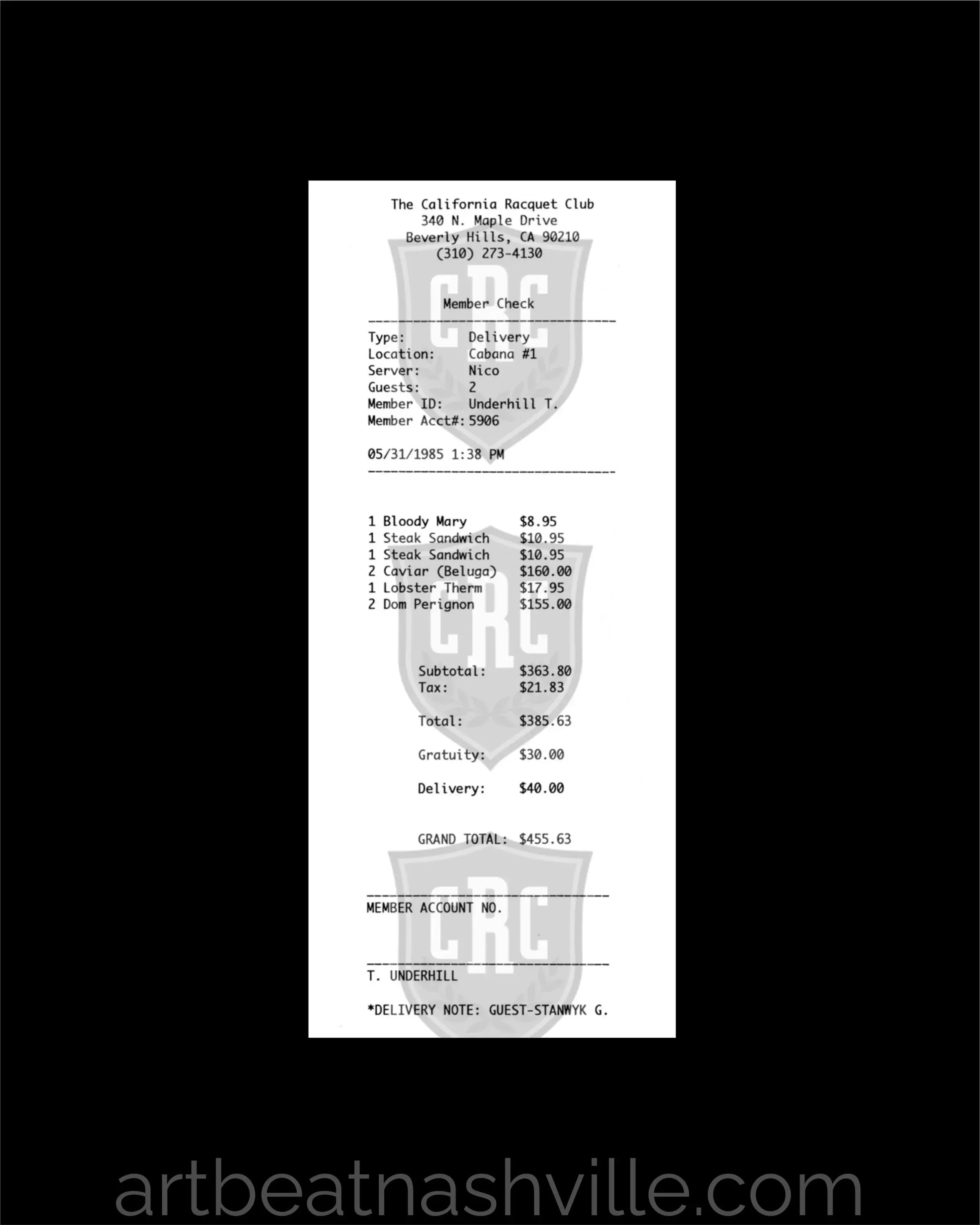 A Clockwork Orange: The Droogs’ Milk Bar Tab (Receipt Series)